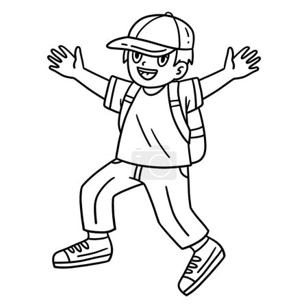 A cute and funny coloring page of a First Day of School Child going to School. Provides hours of coloring fun for children. To color, this page is very easy. Suitable for little kids and toddlers.