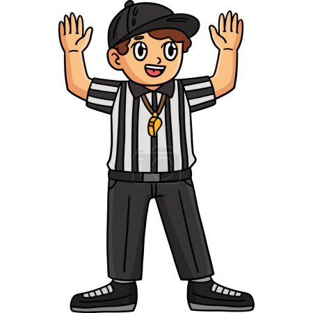 Ilustración de Este clipart de dibujos animados muestra una ilustración de árbitro de fútbol americano. - Imagen libre de derechos