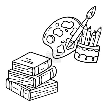 A cute and funny coloring page of a First Day of School on a Chalkboard. Provides hours of coloring fun for children. To color, this page is very easy. Suitable for little kids and toddlers.