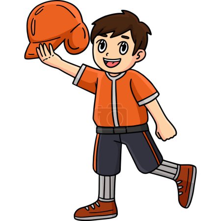 Ce clipart de dessin animé montre une illustration de garçon portant un casque de baseball.