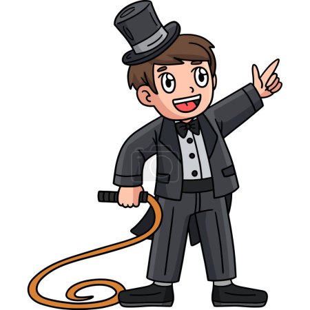 This cartoon clipart shows a Circus Ring Master with a Whip illustration.