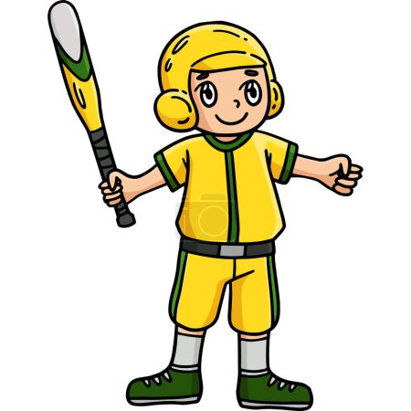 Diese Karikatur zeigt einen Jungen, der einen Baseballschläger in der Hand hält.