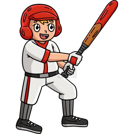 This cartoon clipart shows a Boy Playing Baseball illustration.