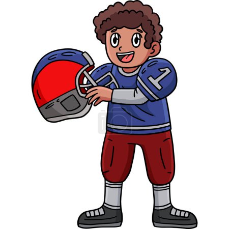 Ilustración de Este clipart de dibujos animados muestra a un jugador de fútbol americano con una ilustración de casco. - Imagen libre de derechos