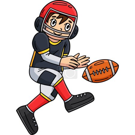 Ilustración de Esta caricatura clipart muestra un jugador de fútbol americano patada pelota ilustración. - Imagen libre de derechos