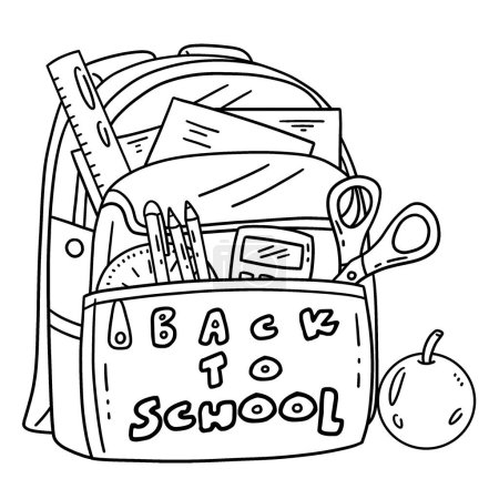 A cute and funny coloring page of a Back to School Bag with Apple. Provides hours of coloring fun for children. To color, this page is very easy. Suitable for little kids and toddlers.
