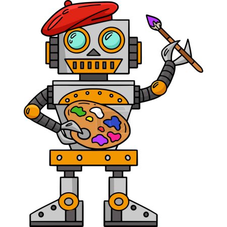 This cartoon clipart shows a Robot Painters illustration.