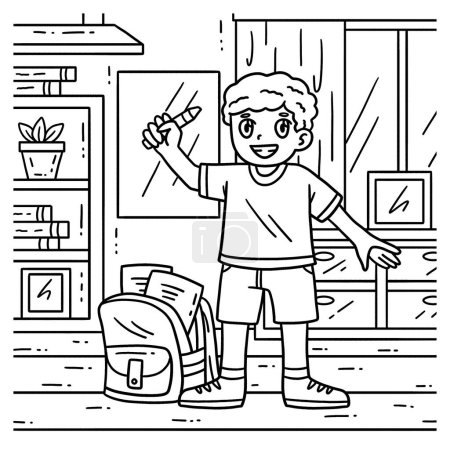 A cute and funny coloring page of a First Day of School Child and School Bag. Provides hours of coloring fun for children. To color, this page is very easy. Suitable for little kids and toddlers.