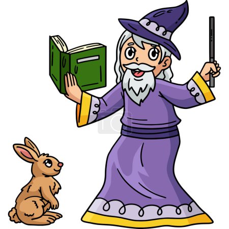 This cartoon clipart shows a Circus Wizard with a Rabbit illustration.