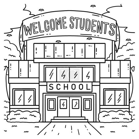 A cute and funny coloring page of a first day of school welcome students banner. Provides hours of coloring fun for children. To color, this page is very easy. Suitable for little kids and toddlers.