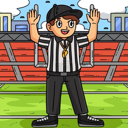 Ilustración de Este clipart de dibujos animados muestra una ilustración de árbitro de fútbol americano. - Imagen libre de derechos