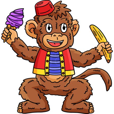 Illustration for This cartoon clipart shows a Circus Monkey illustration. - Royalty Free Image