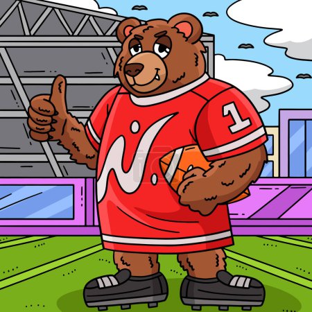 Ilustración de Este clipart de dibujos animados muestra una ilustración de la mascota del oso de fútbol americano. - Imagen libre de derechos