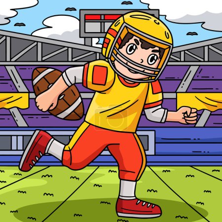 Ilustración de Este clipart de dibujos animados muestra un jugador de fútbol americano corriendo ilustración. - Imagen libre de derechos