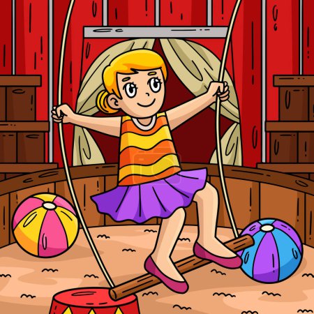 Illustration for This cartoon clipart shows a Circus Acrobat and Trapeze illustration. - Royalty Free Image