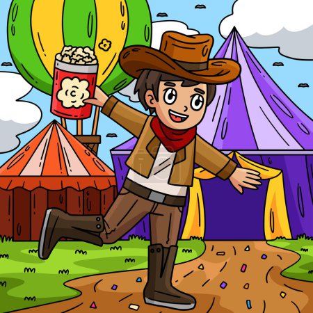 This cartoon clipart shows a Circus in a Cowboy Outfit illustration.
