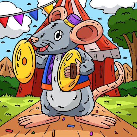 Illustration for This cartoon clipart shows a Circus Mouse illustration. - Royalty Free Image
