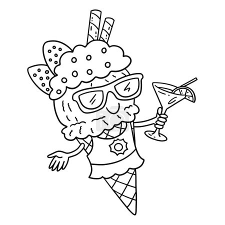A cute and funny coloring page of an Ice Cream with Sunglasses. Provides hours of coloring fun for children. To color, this page is very easy. Suitable for little kids and toddlers.