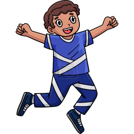 Illustration for This cartoon clipart shows a Cheerleading Boy Cheerleader Jumping illustration. - Royalty Free Image