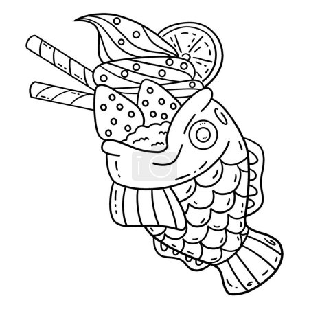 A cute and funny coloring page of a Taiyaki Ice Cream. Provides hours of coloring fun for children. To color, this page is very easy. Suitable for little kids and toddlers.