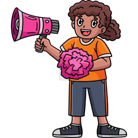 Illustration for This cartoon clipart shows a Cheerleading Female Choreographer with a Megaphone illustration. - Royalty Free Image