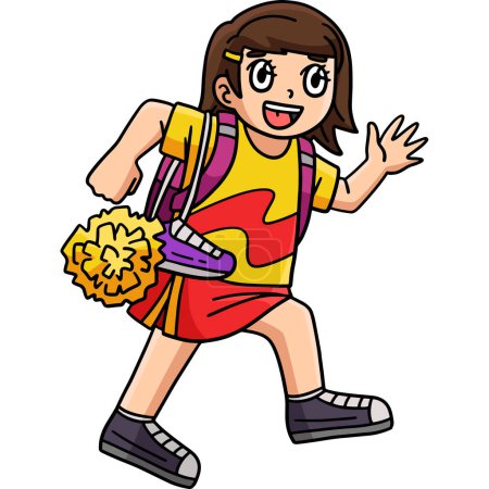 Illustration for This cartoon clipart shows a Cheerleader Girl Walking illustration. - Royalty Free Image