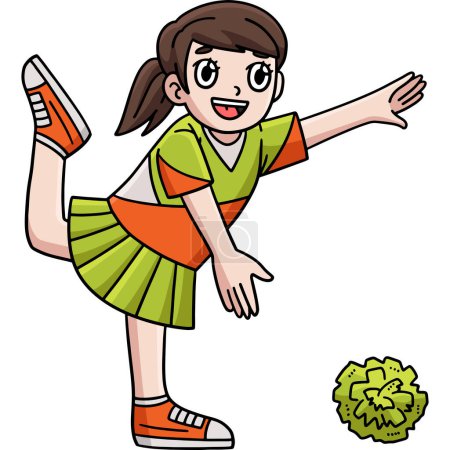 Illustration for This cartoon clipart shows a Cheerleader Girl Stretching illustration. - Royalty Free Image