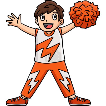 Illustration for This cartoon clipart shows a Cheerleading Boy Cheerleader Waving illustration. - Royalty Free Image