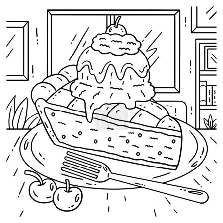 Una página para colorear lindo y divertido de un helado en pastel con cerdo. Proporciona horas de diversión para colorear para los niños. Para colorear, esta página es muy fácil. Apto para niños pequeños y niños pequeños.