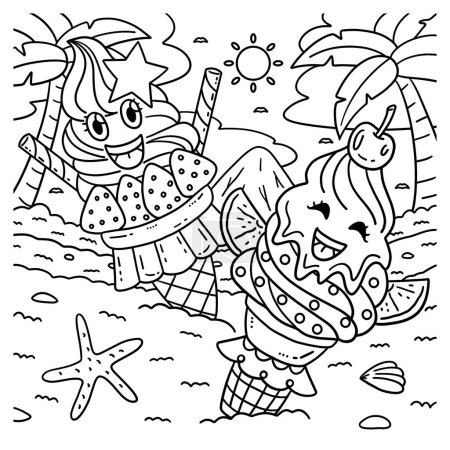 A cute and funny coloring page of an Ice Cream Two Soft Serve. Provides hours of coloring fun for children. To color, this page is very easy. Suitable for little kids and toddlers.