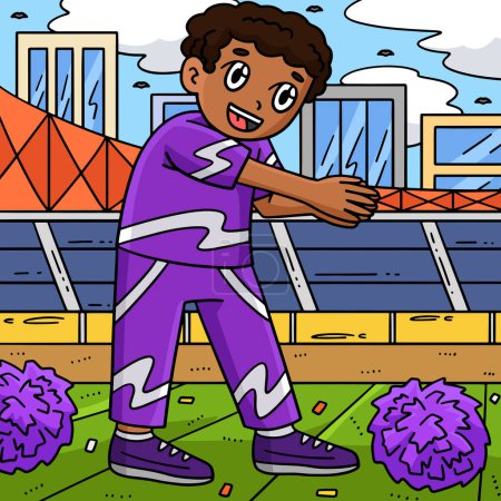 Illustration for This cartoon clipart shows a Cheerleader Boy in a Clapping Pose illustration. - Royalty Free Image
