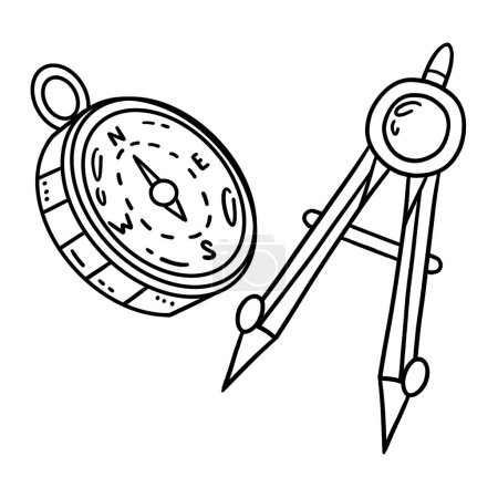 A cute and funny coloring page of a Compass. Provides hours of coloring fun for children. To color, this page is very easy. Suitable for little kids and toddlers.