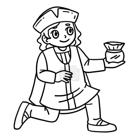 A cute and funny coloring page of a Columbus Day Man with a Gift. Provides hours of coloring fun for children. To color, this page is very easy. Suitable for little kids and toddlers.