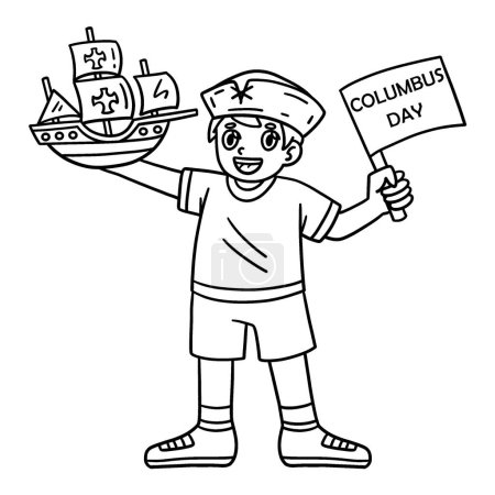A cute and funny coloring page of a Boy with Ship Model. Provides hours of coloring fun for children. To color, this page is very easy. Suitable for little kids and toddlers.