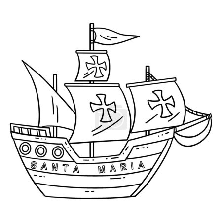 A cute and funny coloring page of a Columbus Day Nina Ship. Provides hours of coloring fun for children. To color, this page is very easy. Suitable for little kids and toddlers.