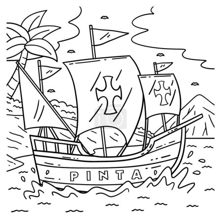 A cute and funny coloring page of a Columbus Day Pinta Ship. Provides hours of coloring fun for children. To color, this page is very easy. Suitable for little kids and toddlers.