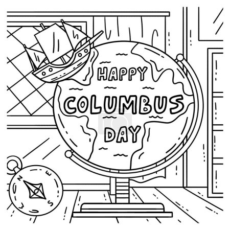 A cute and funny coloring page of a Happy Columbus Day on Globe. Provides hours of coloring fun for children. To color, this page is very easy. Suitable for little kids and toddlers.
