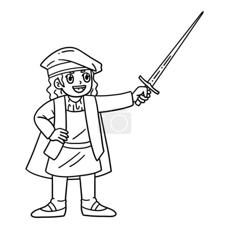 A cute and funny coloring page of a Columbus Day Man with Sword. Provides hours of coloring fun for children. To color, this page is very easy. Suitable for little kids and toddlers.