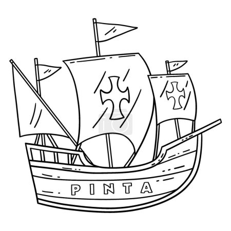 A cute and funny coloring page of a Columbus Day Pinta Ship. Provides hours of coloring fun for children. To color, this page is very easy. Suitable for little kids and toddlers.