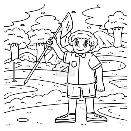 A cute and funny coloring page of a Golf Golfer Sticking Flagstick. Provides hours of coloring fun for children. To color, this page is very easy. Suitable for little kids and toddlers.