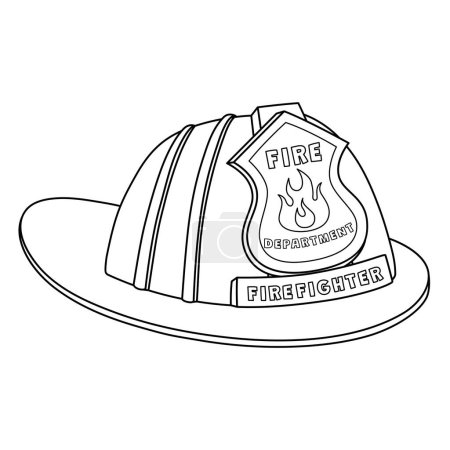 Illustration for A cute and funny coloring page of a Firefighter Helmet. Provides hours of coloring fun for children. To color, this page is very easy. Suitable for little kids and toddlers. - Royalty Free Image