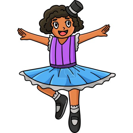 Illustration for This cartoon clipart shows a Circus Dancing Ballerina illustration. - Royalty Free Image