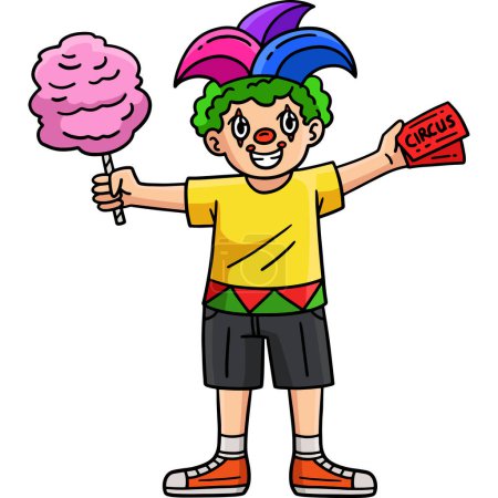 Illustration for This cartoon clipart shows a Circus Boy In Clown Makeup illustration. - Royalty Free Image