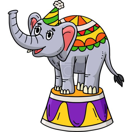 Illustration for This cartoon clipart shows a Circus Elephant On a Podium illustration. - Royalty Free Image