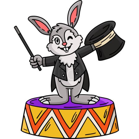 This cartoon clipart shows a Circus Magician Rabbit illustration.