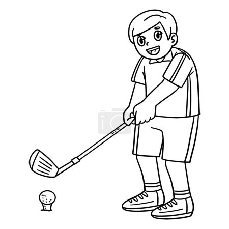A cute and funny coloring page of a Golf Golfer Getting Ready to Hit. Provides hours of coloring fun for children. To color, this page is very easy. Suitable for little kids and toddlers.