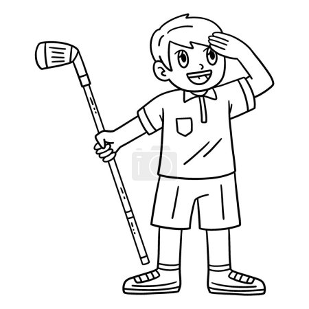 A cute and funny coloring page of a Golf Golfer Searching for a Ball. Provides hours of coloring fun for children. To color, this page is very easy. Suitable for little kids and toddlers.