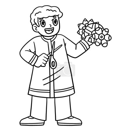 A cute and funny coloring page of a Diwali Child with Rangoli Cut Outs. Provides hours of coloring fun for children. To color, this page is very easy. Suitable for little kids and toddlers.