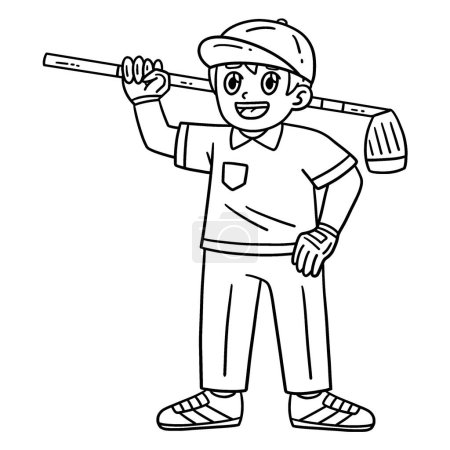 A cute and funny coloring page of a Golf Golfer with a Club. Provides hours of coloring fun for children. To color, this page is very easy. Suitable for little kids and toddlers.