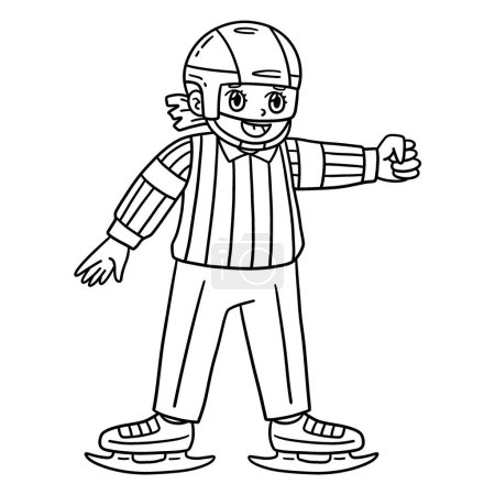 Illustration for A cute and funny coloring page of an Ice Hockey Female Referee. Provides hours of coloring fun for children. To color, this page is very easy. Suitable for little kids and toddlers. - Royalty Free Image